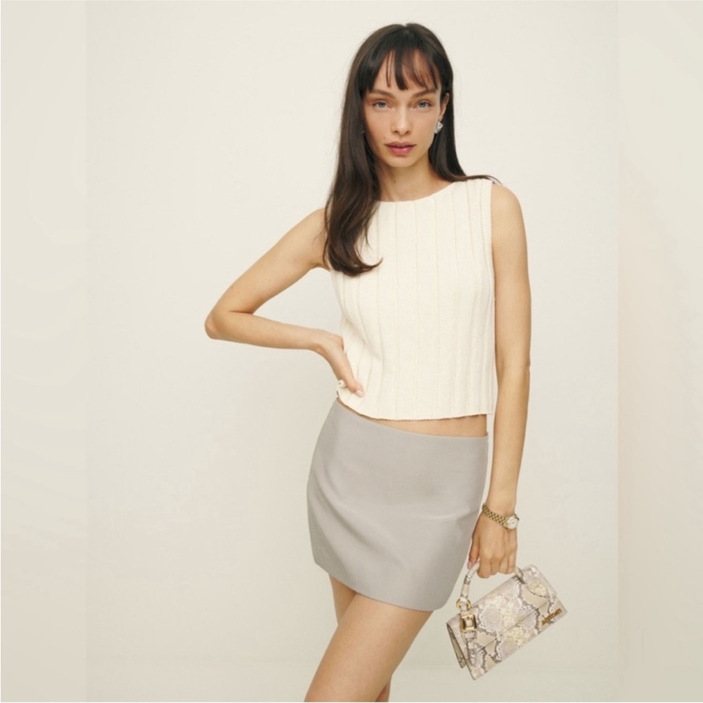 reformation charchi mini skirt gray size 2 nwot